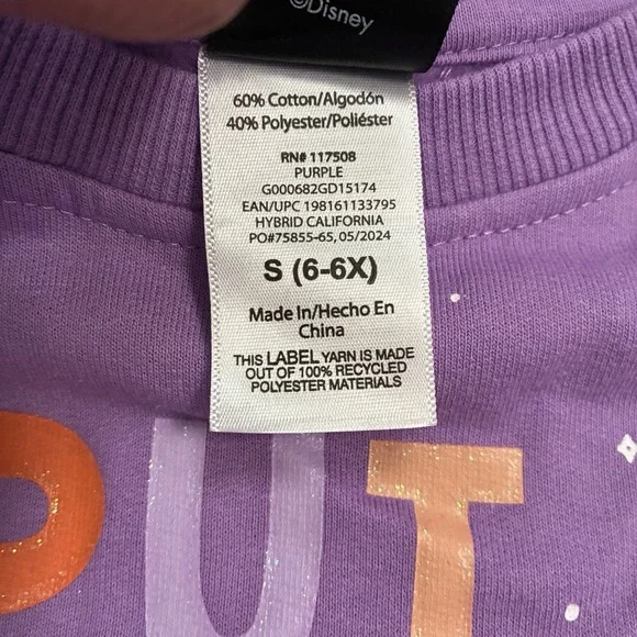 NWT Disney Hocus Pocus Girls Fleece Sweatshirt Glitter Halloween S (6-6X) Purple - Picture 3 of 10